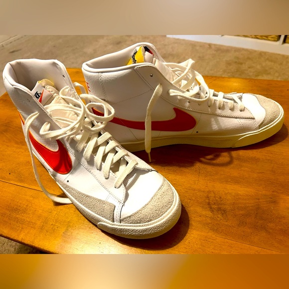 Nike Blazers, Men’s 13, white with orange swoosh. Worn twice. - Picture 1 of 9